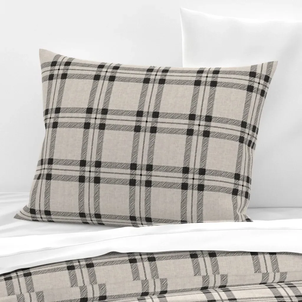 Tartan Plaid Standard Knife Edge Cushion Cover - Black, Cotton product