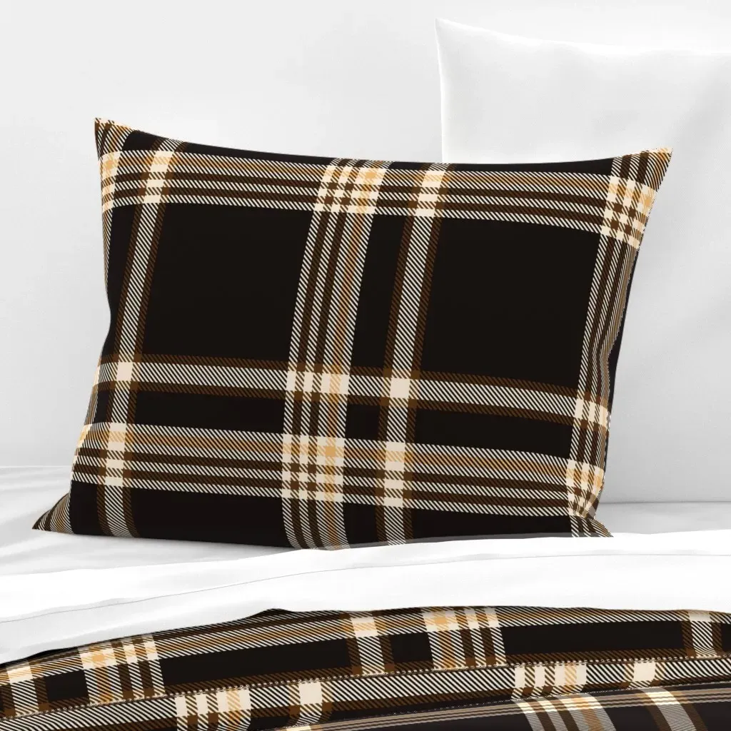 Tartan Plaid Standard Knife Edge Cushion Cover - Brown, Cotton Sateen product