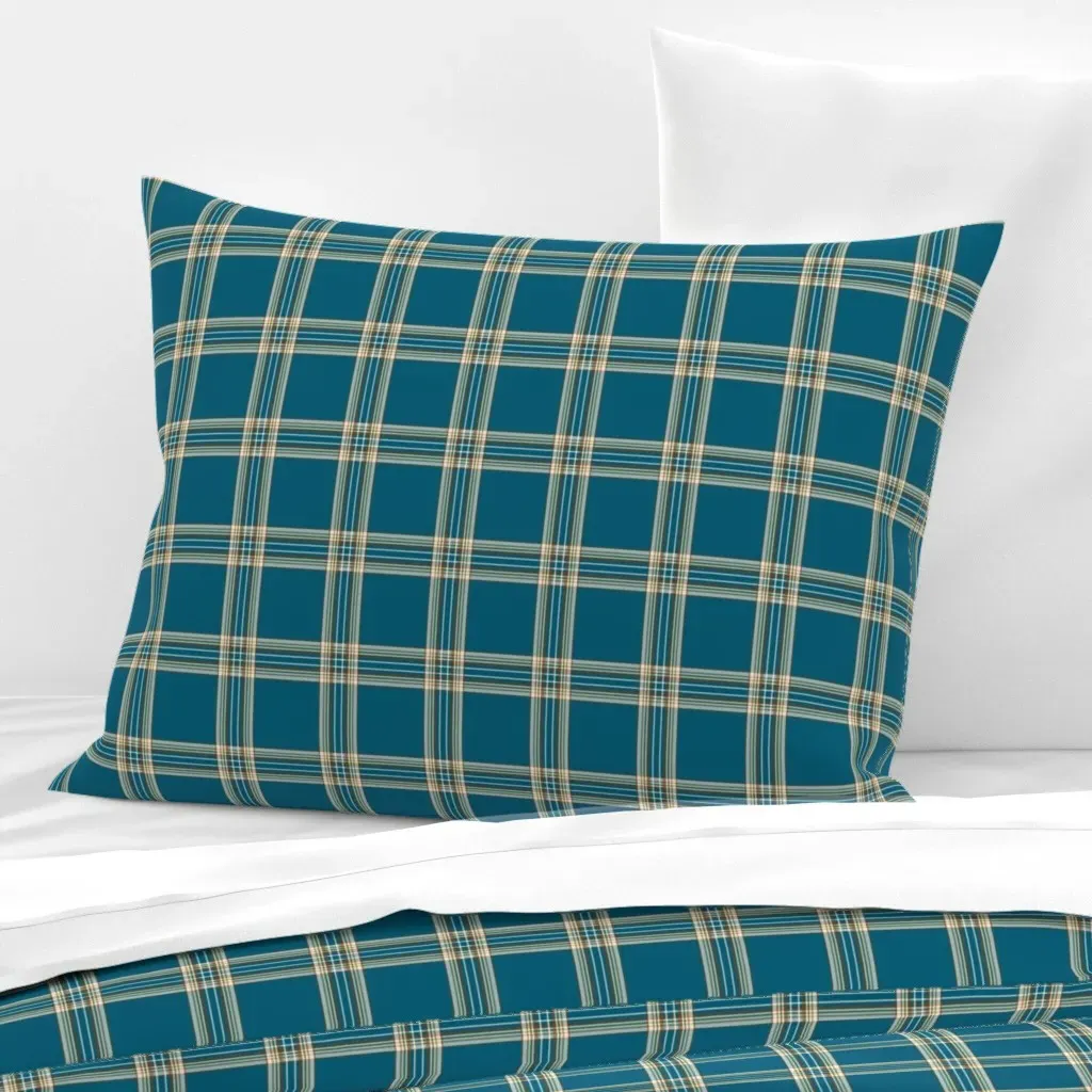 Tartan Plaid Standard Knife Edge Cushion Cover - Slate Blue, Cotton Sateen product