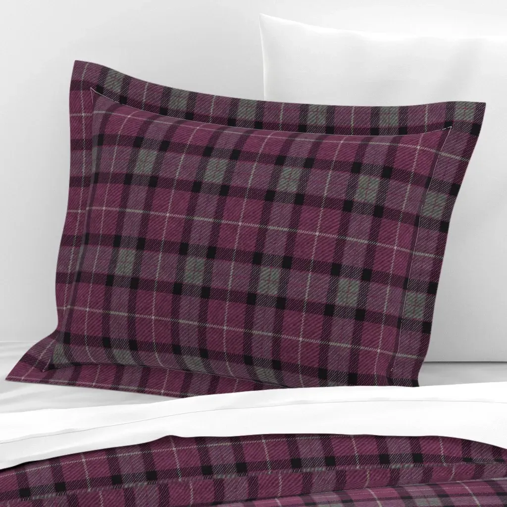 Tartan Standard Flanged Cushion Cover - Purple, Cotton Sateen product