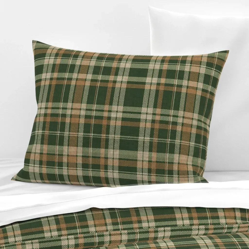 Tartan Woven Check Standard Knife Edge Cushion Cover - Green product