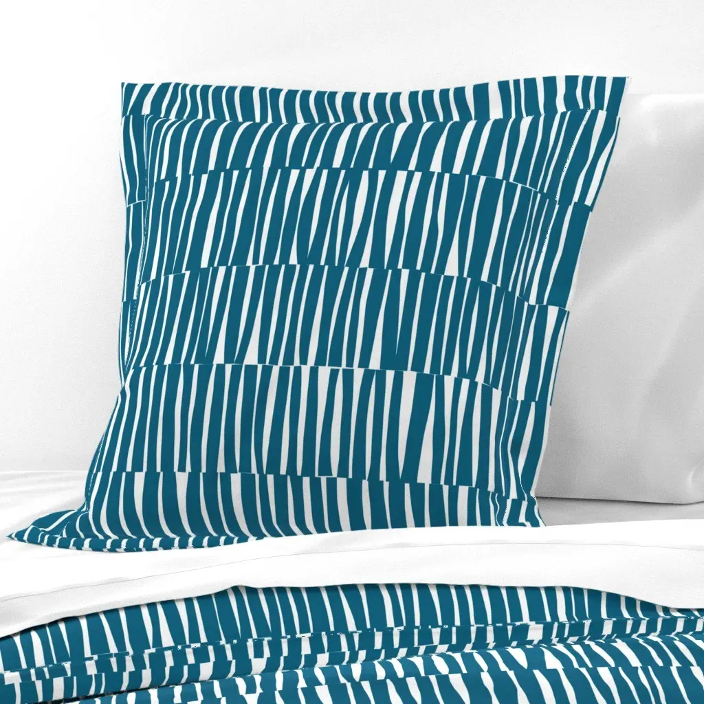 Tatami Paper Cut Out Geometric Peacock Euro Pillow Sham - Teal product