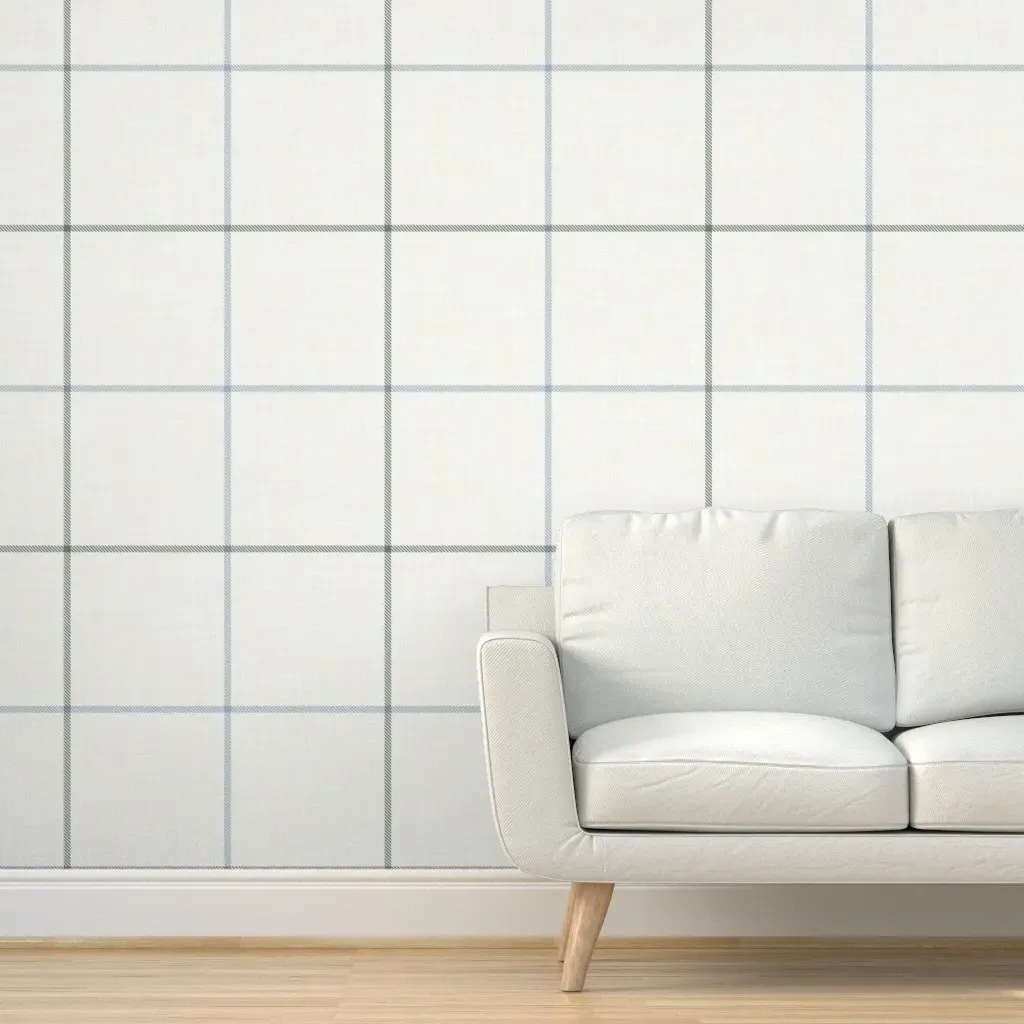 Tattersall Plaid Peel and Stick Wallpaper - Off-White, Linen product