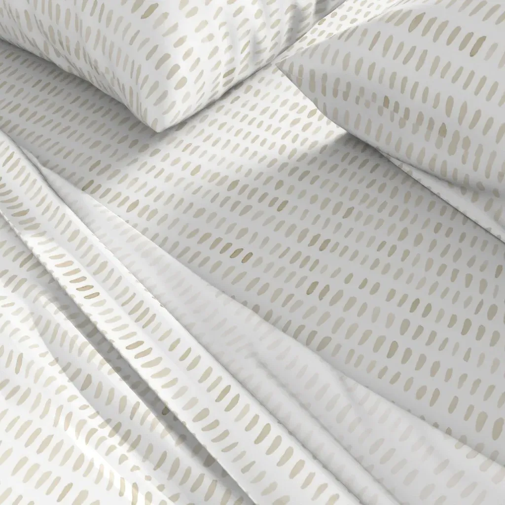 Taupe Watercolor Dashes Queen Sheet Set - Beige alternate view