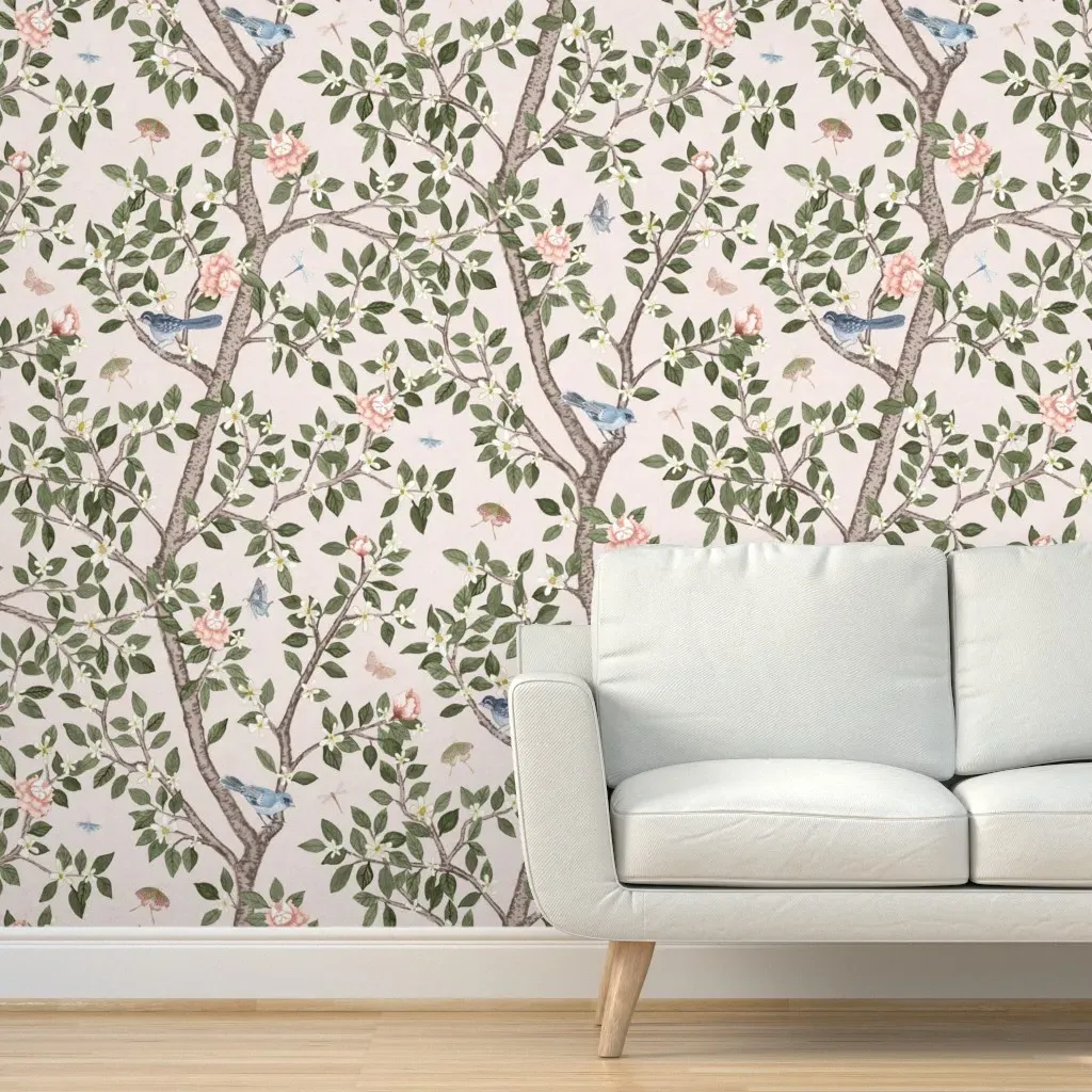 Taylor Bridal Climbing Citrus Grove with Peonies Peel and Stick Wallpaper - Pink product