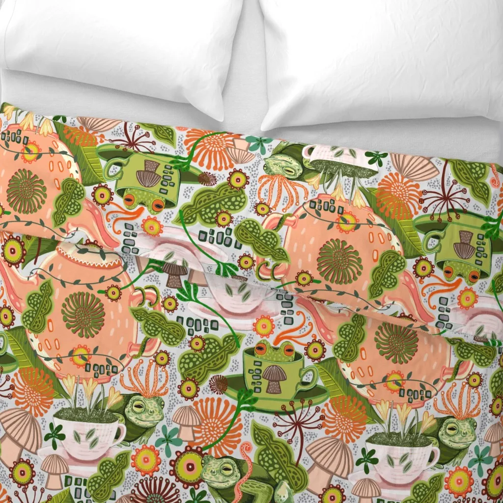 Tea And Toads Duvet Cover - Peach alternate view