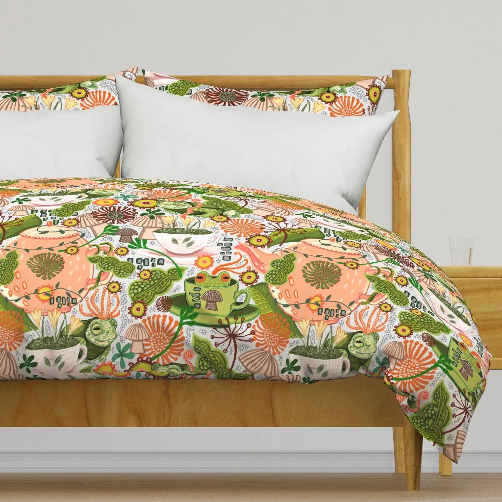 Tea And Toads Duvet Cover - Peach product