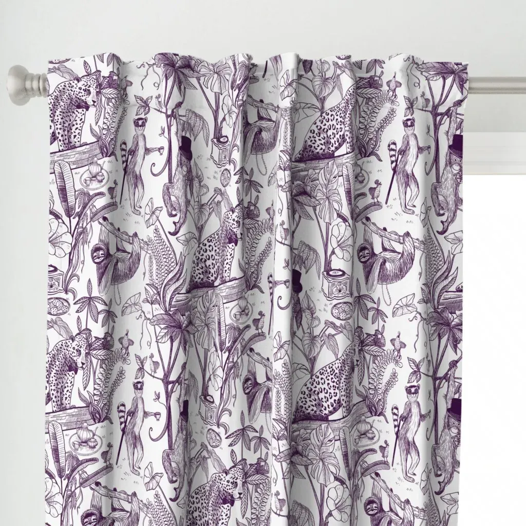 Tea Party In The Jungle Curtain Panel - Purple alternate view