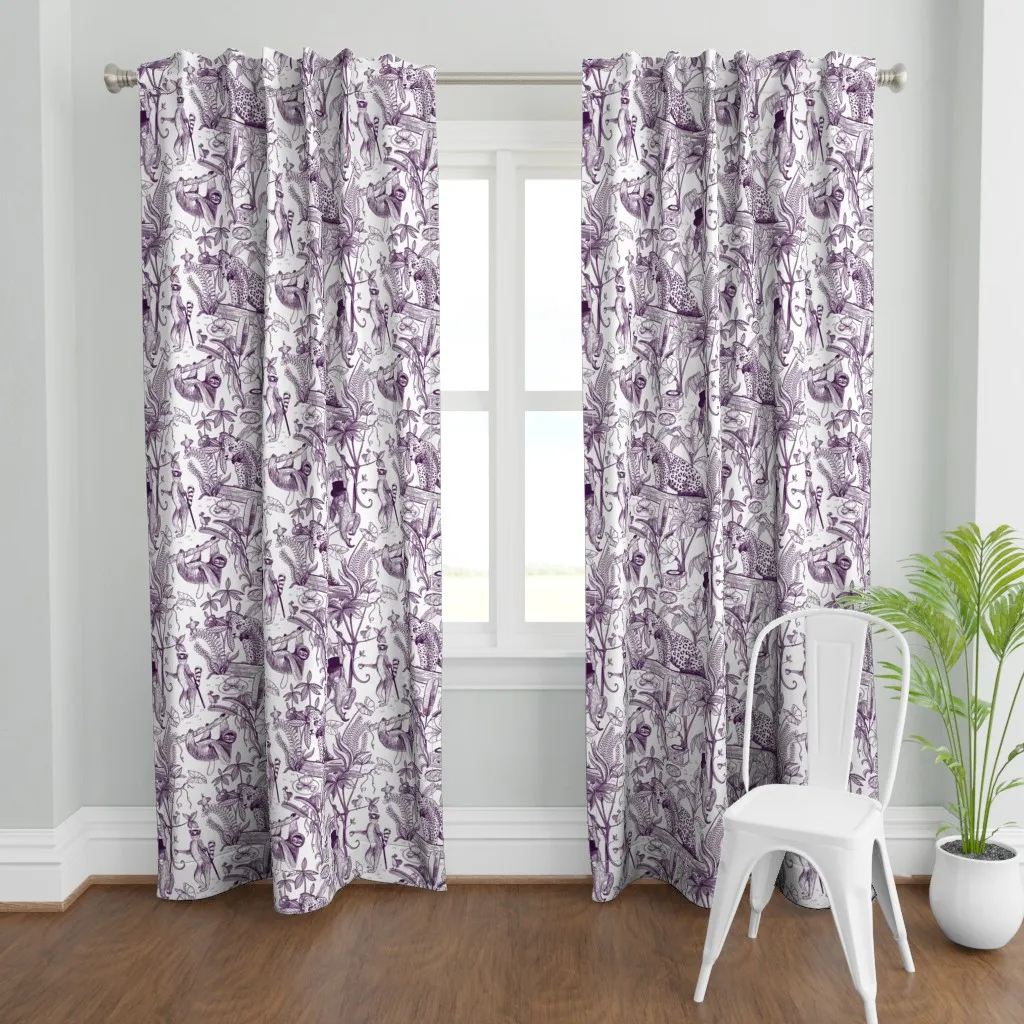 Tea Party In The Jungle Curtain Panel - Purple product