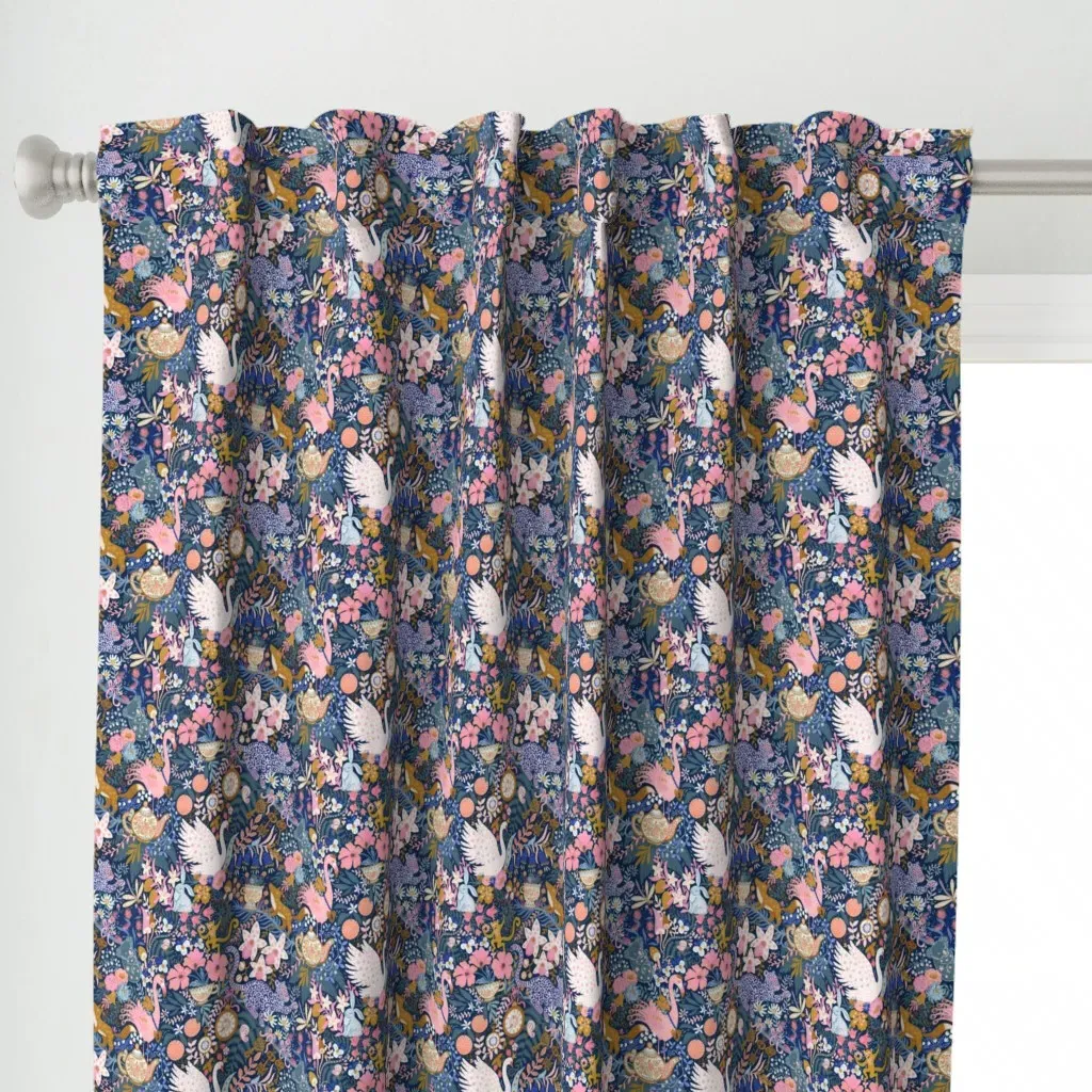 Tea Time At Wonderland 8" Curtain Panel - Pink alternate view