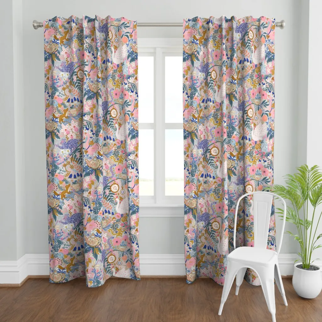 Tea Time At Wonderland Curtain Panel - Light Gray, Silver product