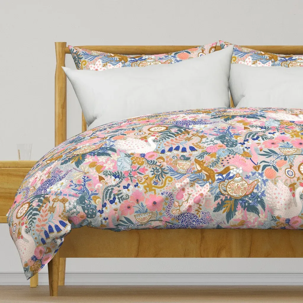 Tea Time At Wonderland Duvet Cover - Light Gray product