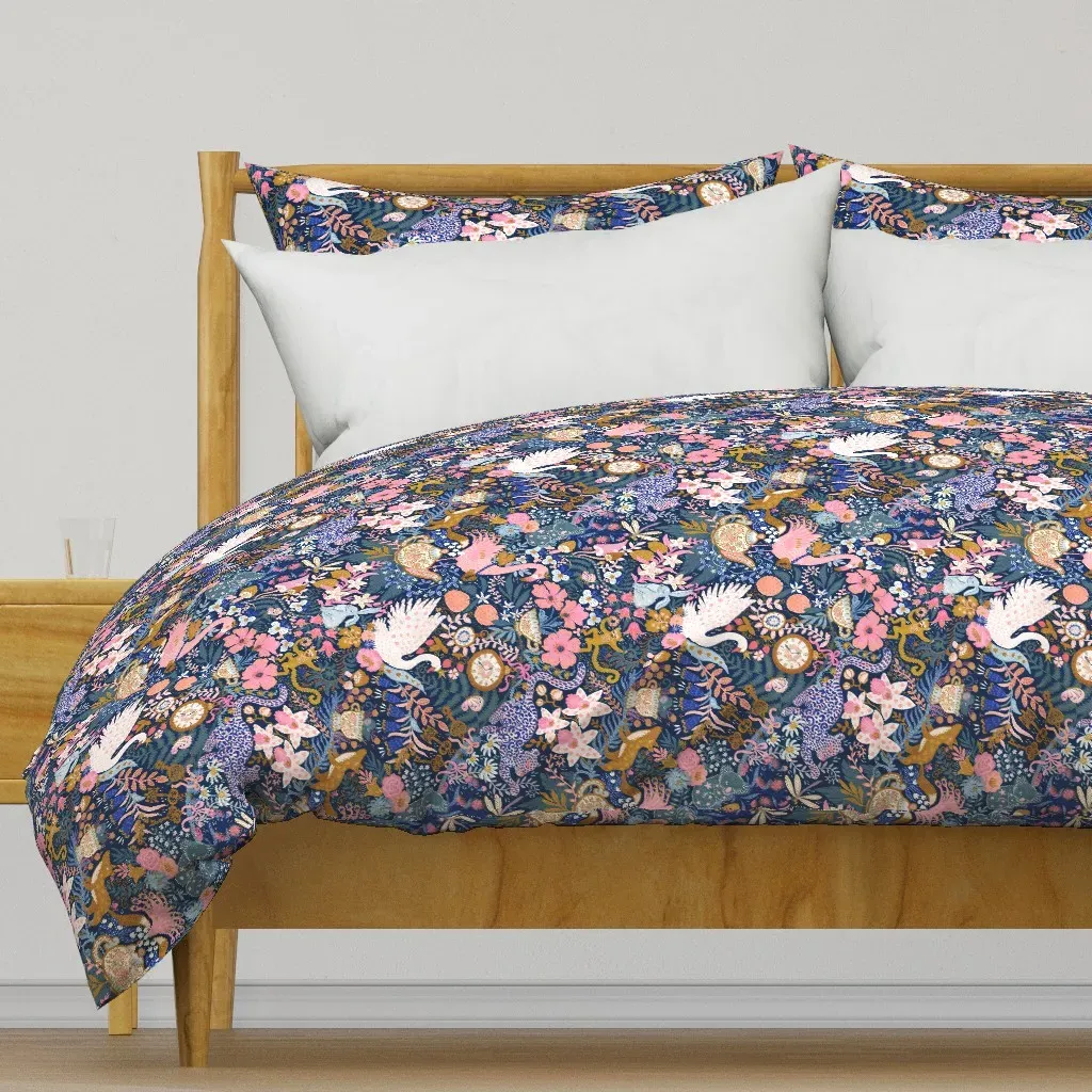 Tea Time At Wonderland Duvet Cover - Navy product