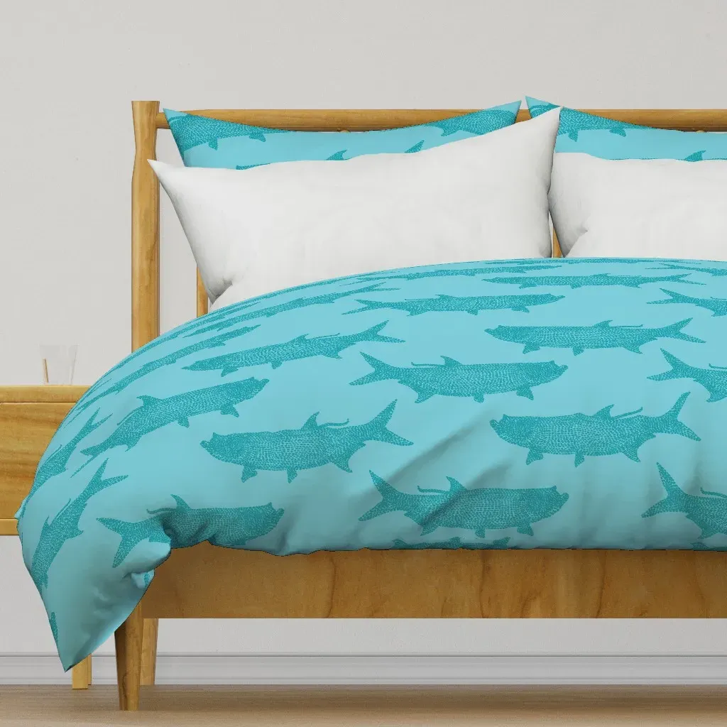 Teal and Turquoise Tarpon Duvet Cover - Teal product