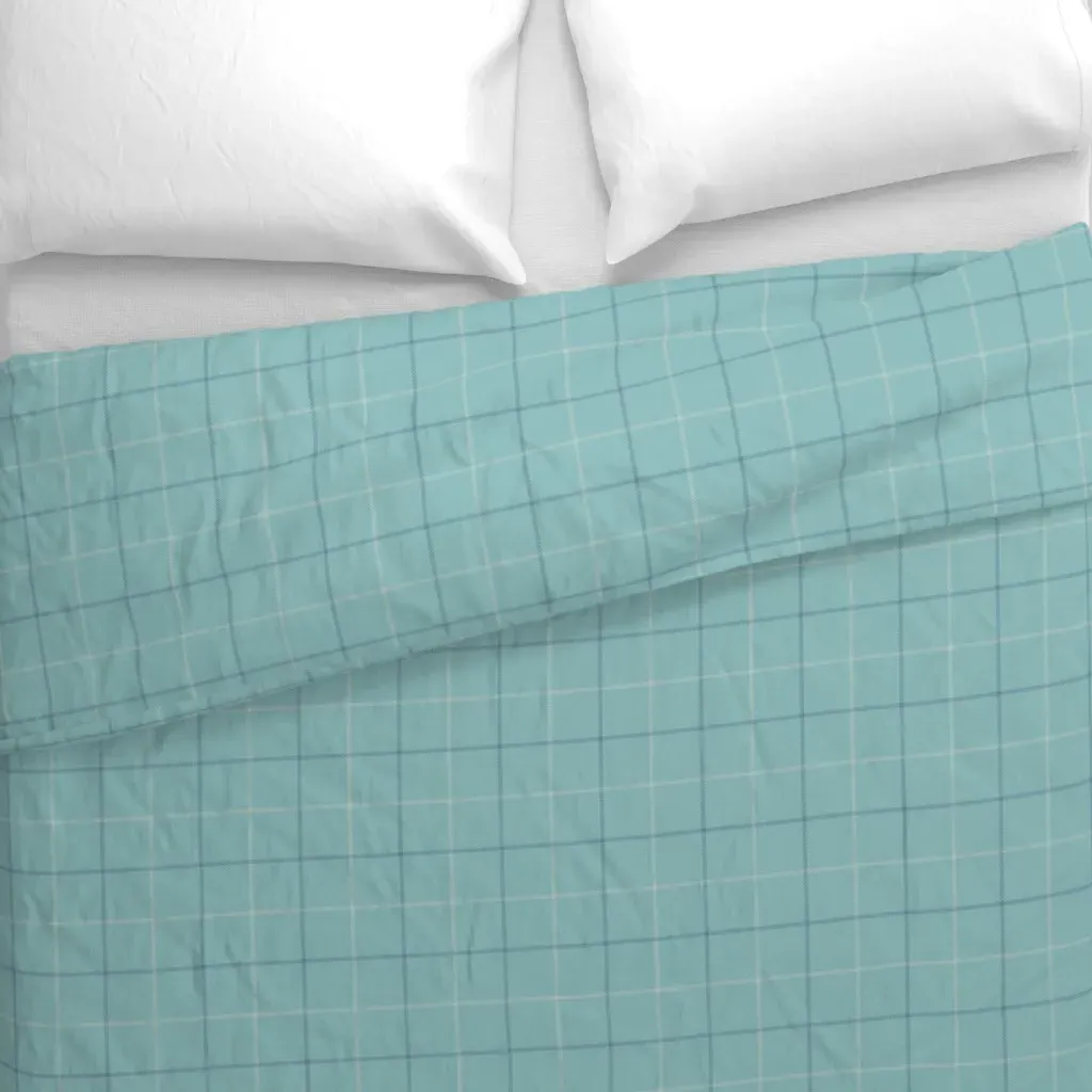 Teal Blue Tattersall Duvet Cover - Light Teal alternate view