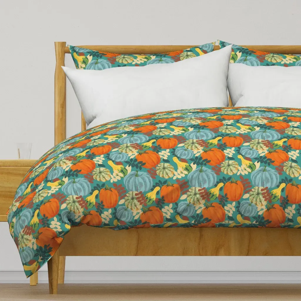 Teal In Autumn Large Duvet Cover - Orange product