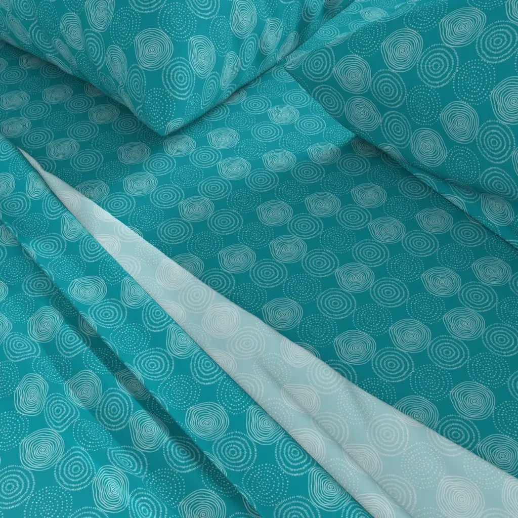 Teal Tree Rings Woodland Critters Queen Sheet Set - Teal alternate view
