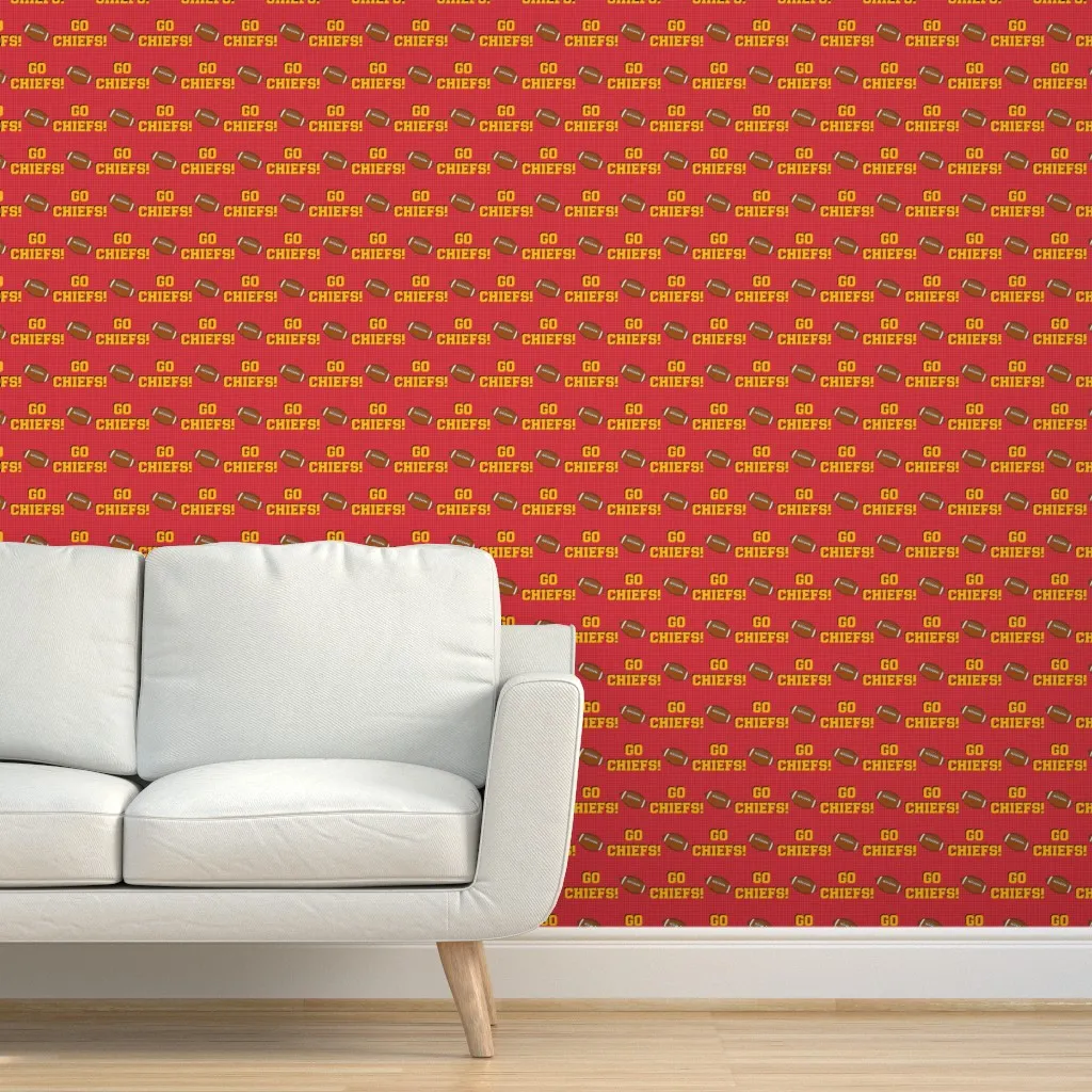 Team Spirit Football Go Chiefs Kansas City Peel and Stick Wallpaper - Red product