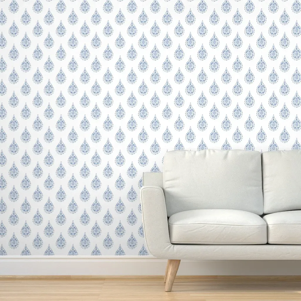 Teardrop Paisley Peel and Stick Wallpaper - Blue product
