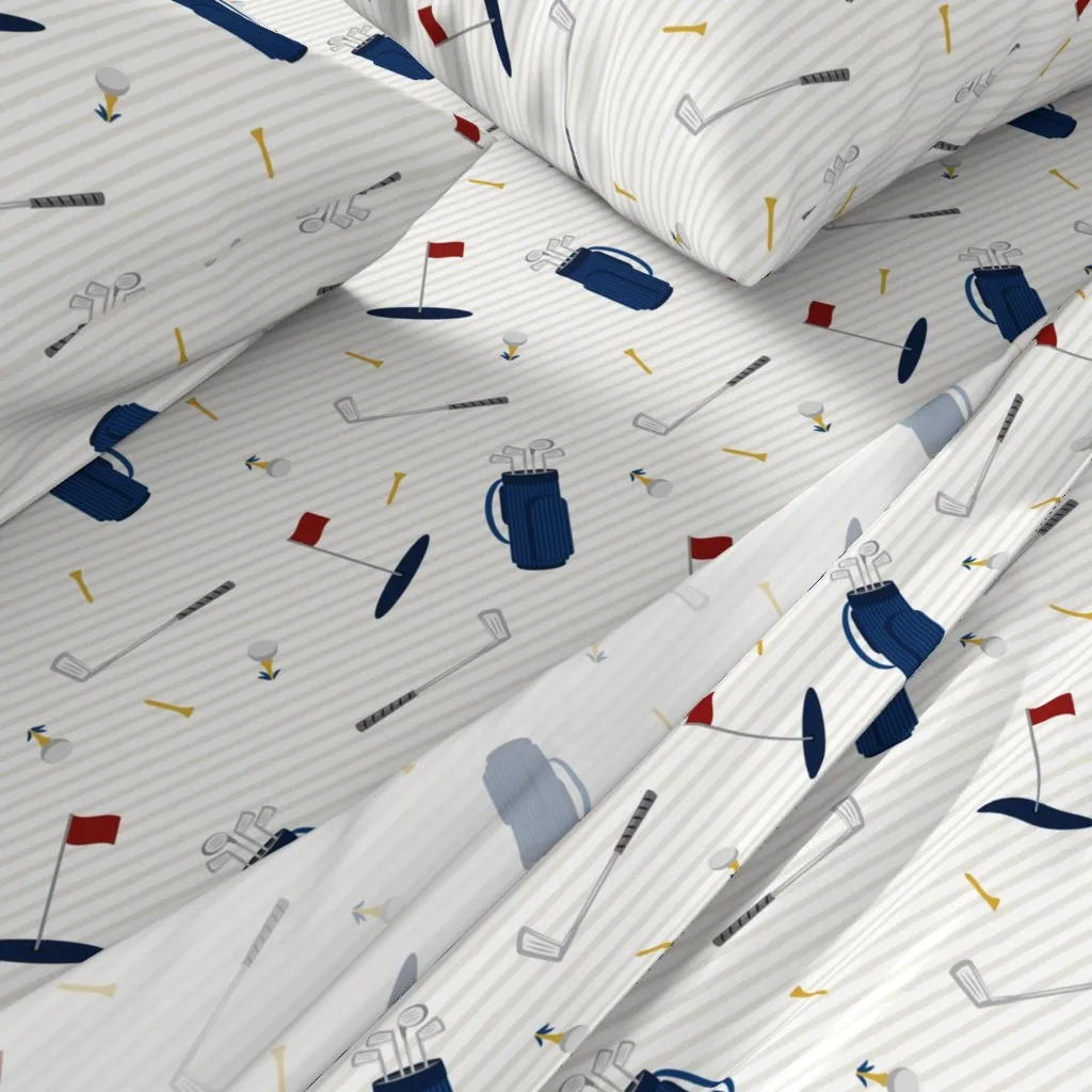 Tee Time Golf Themed Full Sheet Set - Navy Blue alternate view