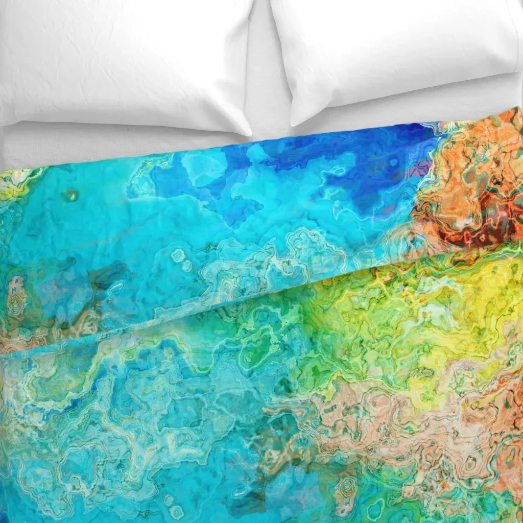 Tenacious Abstract Duvet Cover - Turquoise alternate view