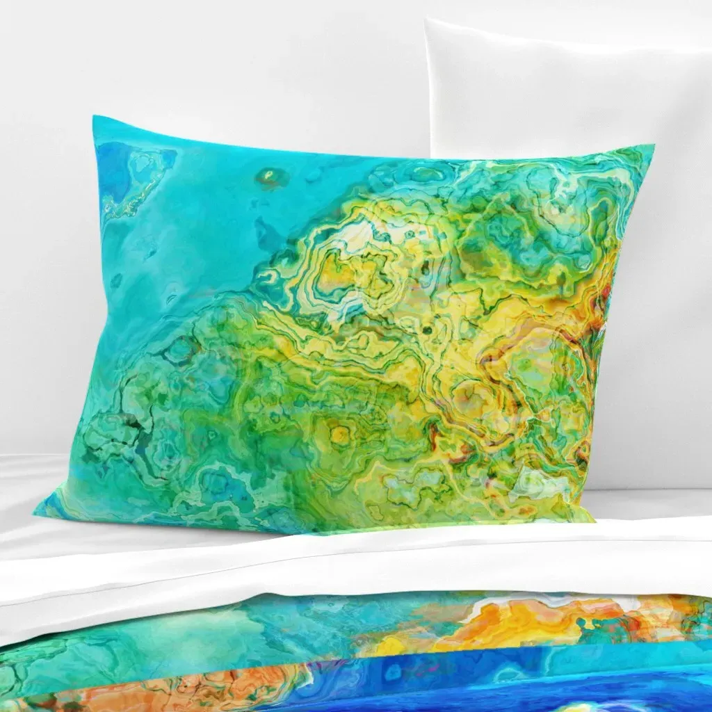 Tenacious Abstract Standard Knife Edge Pillow - Turquoise, Cotton Sateen product