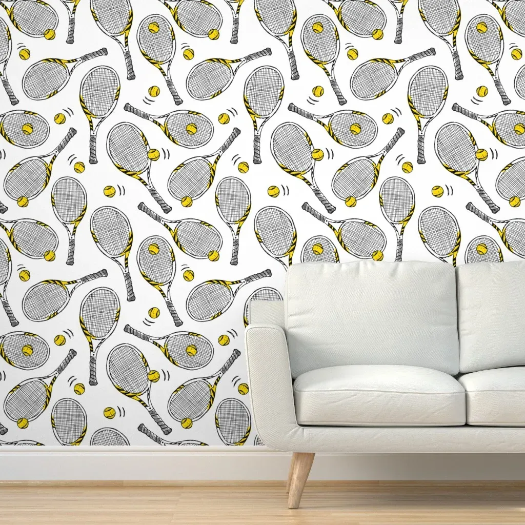 Tennis Rackets Peel and Stick Wallpaper - Yellow product