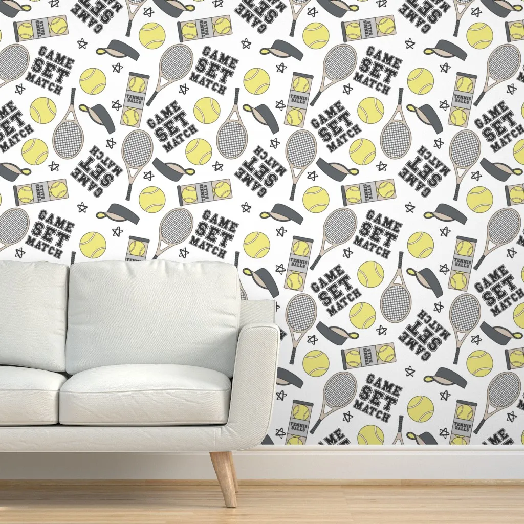 Tennis Sports Peel and Stick Wallpaper - Yellow product