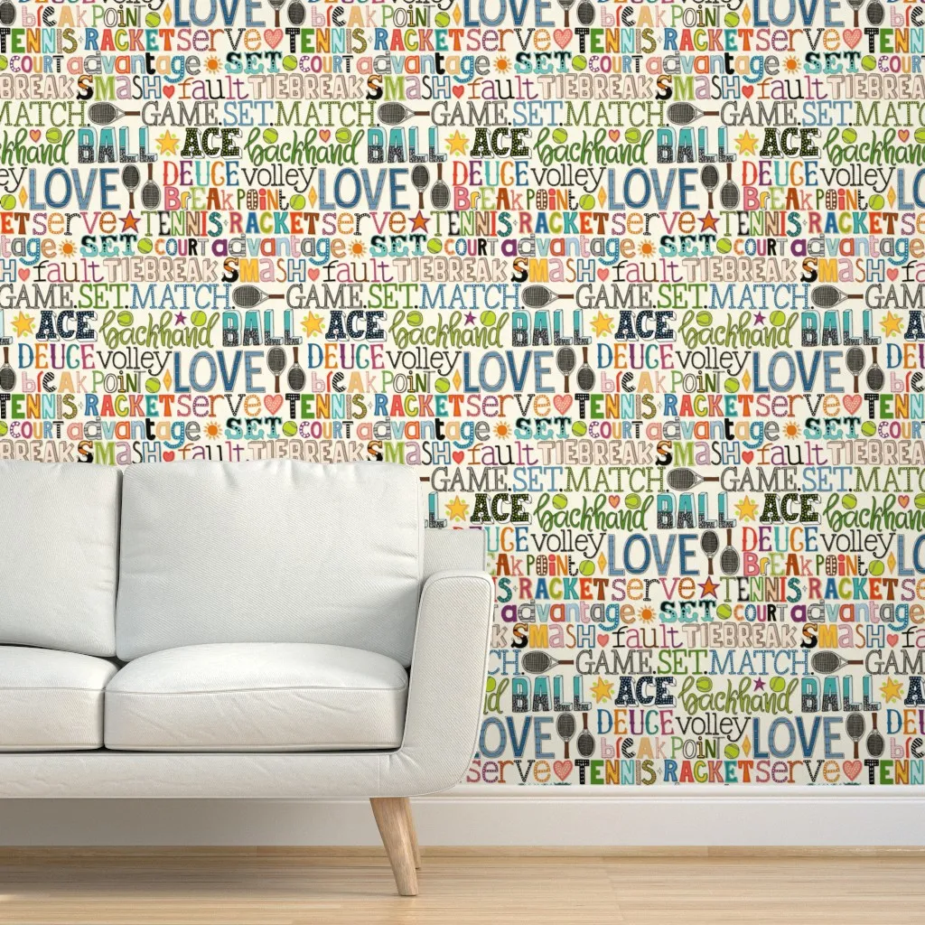 Tennis Typography Peel and Stick Wallpaper - Off-White product
