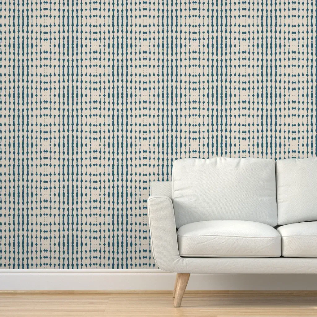 Terra Dot Stripe Shibori Peel and Stick Wallpaper - Indigo product