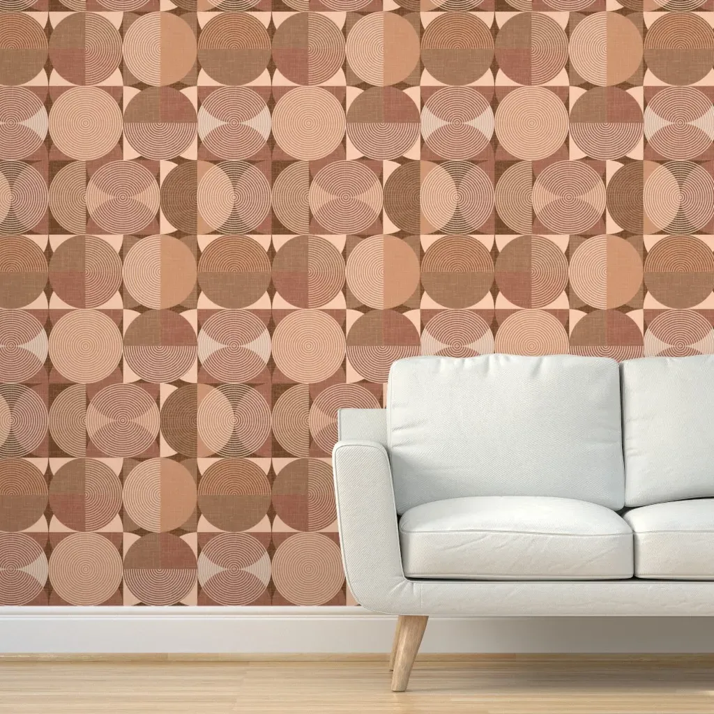 Terracotta Circles Peel and Stick Wallpaper - Dusty Rose product