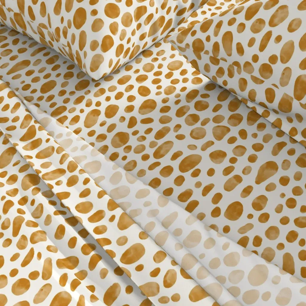 Terracotta Orange Watercolor Leopard Spots Twin Sheet Set alternate view
