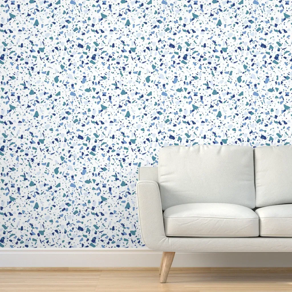 Terrazzo Peel and Stick Wallpaper - Blue, Green, White product