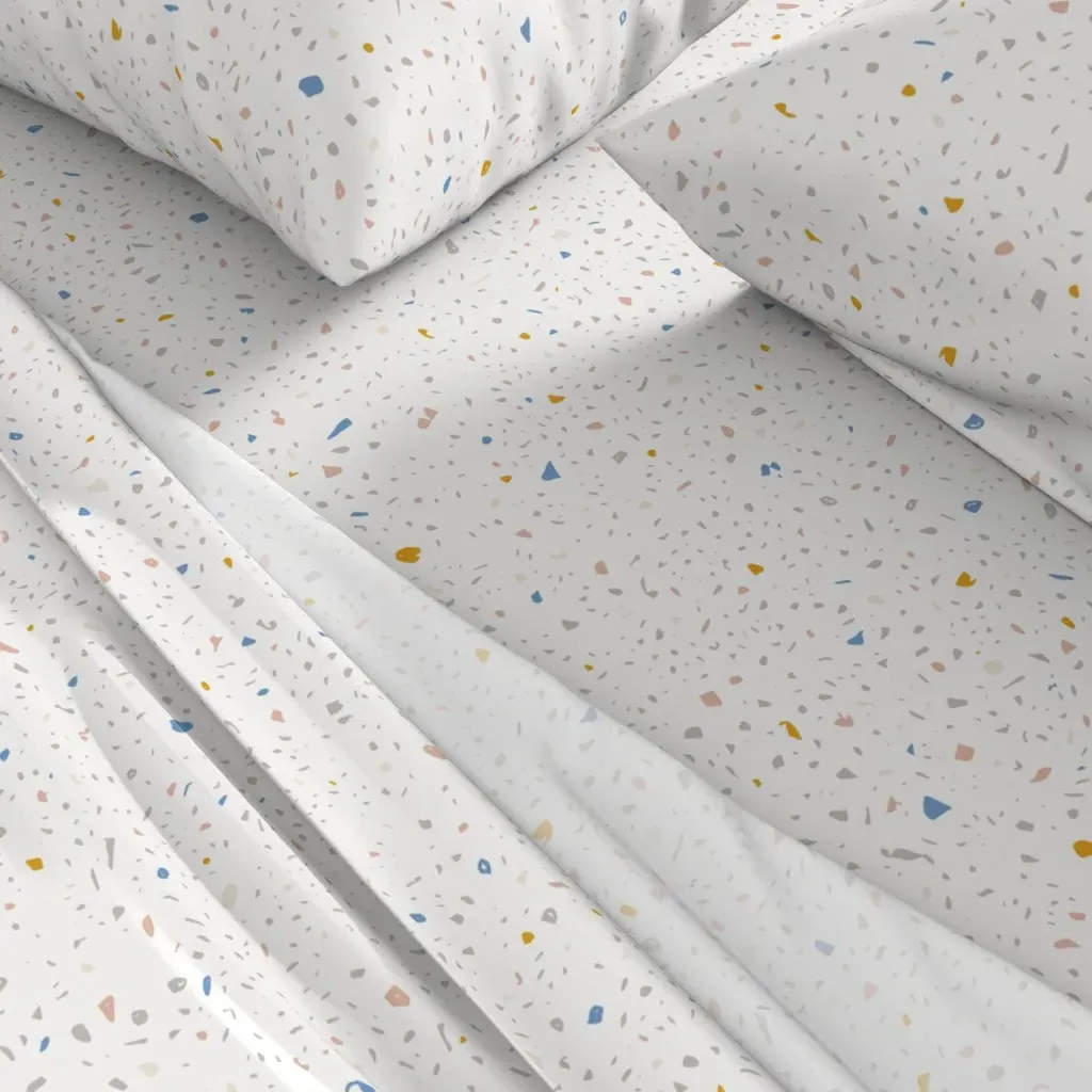Terrazzo Speckled Light Queen Sheet Set - Off-White alternate view