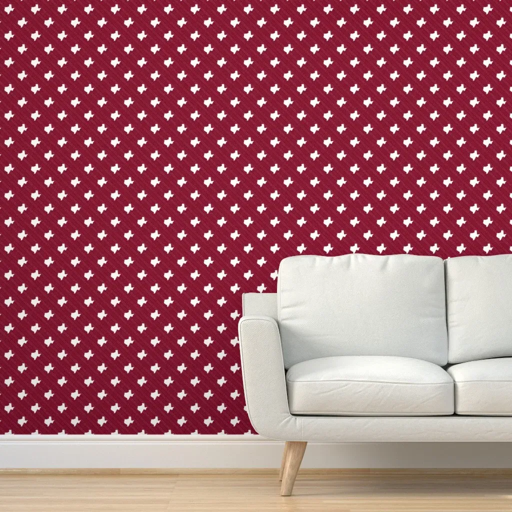 Texas State Shape Pattern Peel and Stick Wallpaper - Burgundy product