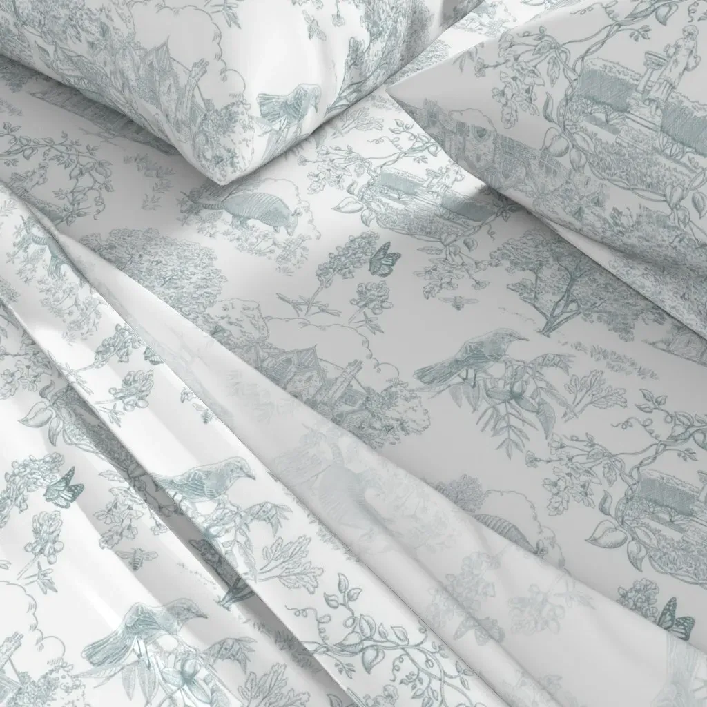 Texas Toile Jamestown Queen Sheet Set - Dusty Blue alternate view