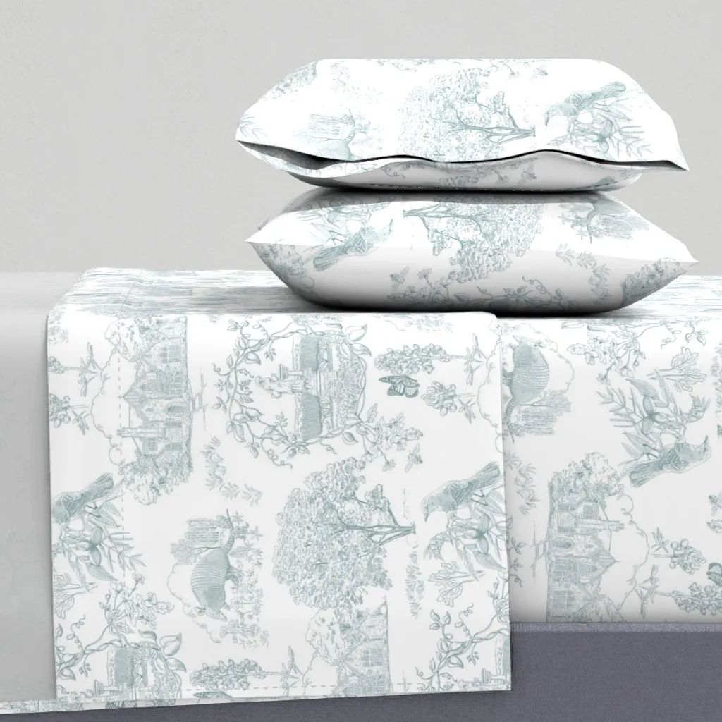 Texas Toile Jamestown Queen Sheet Set - Dusty Blue product