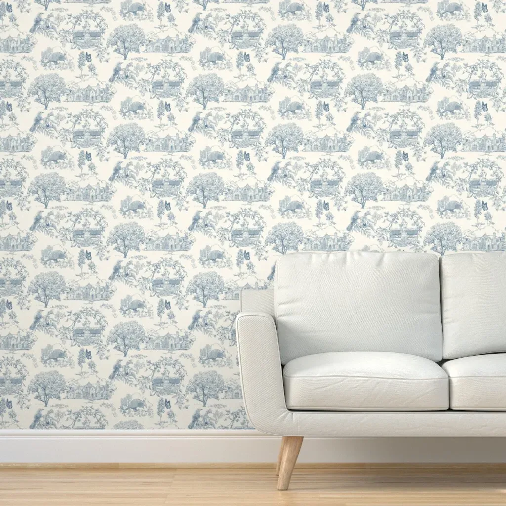 Texas Toile Peel and Stick Wallpaper - Blue, Beige product