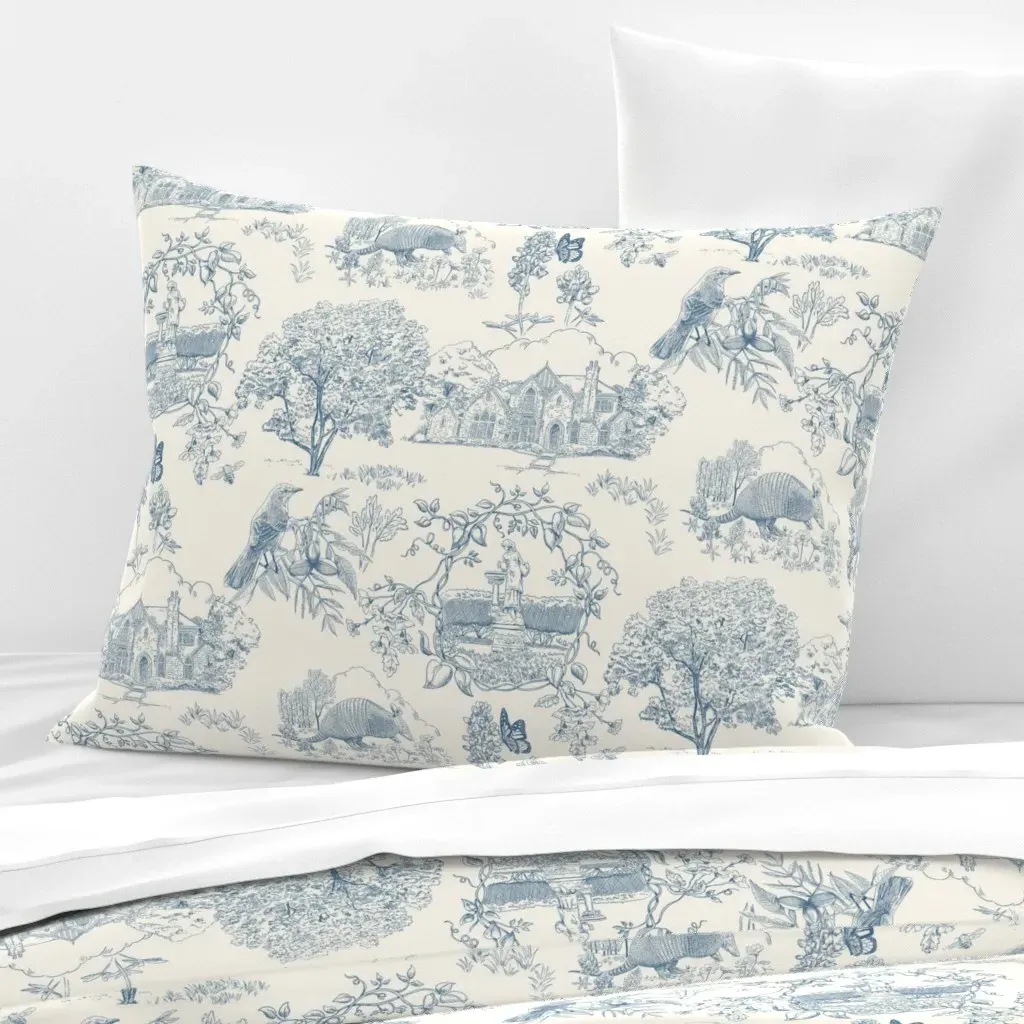 Texas Toile Standard Knife Edge Cushion Cover - Vintage Blue, Cotton Sateen product