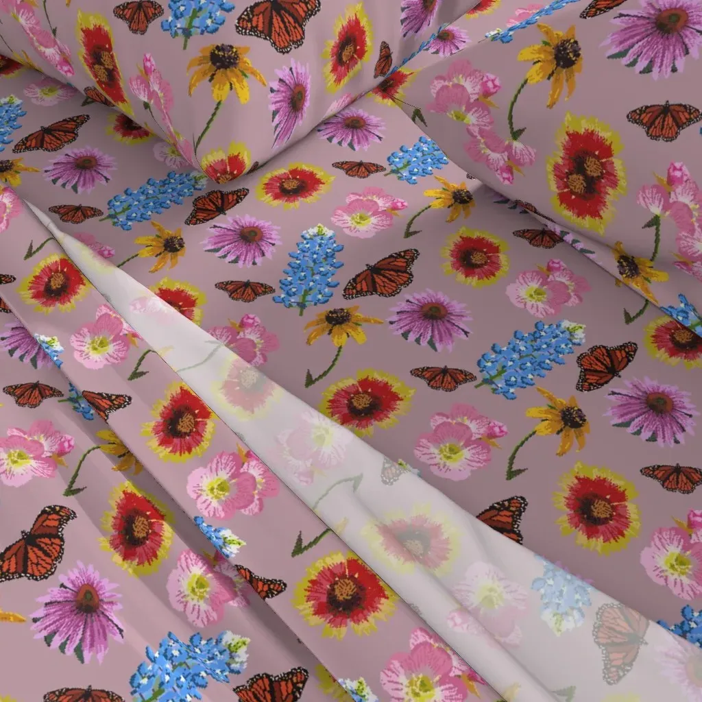 Texas Wildflower Crossstitch King Size Sheet Set - Pink alternate view