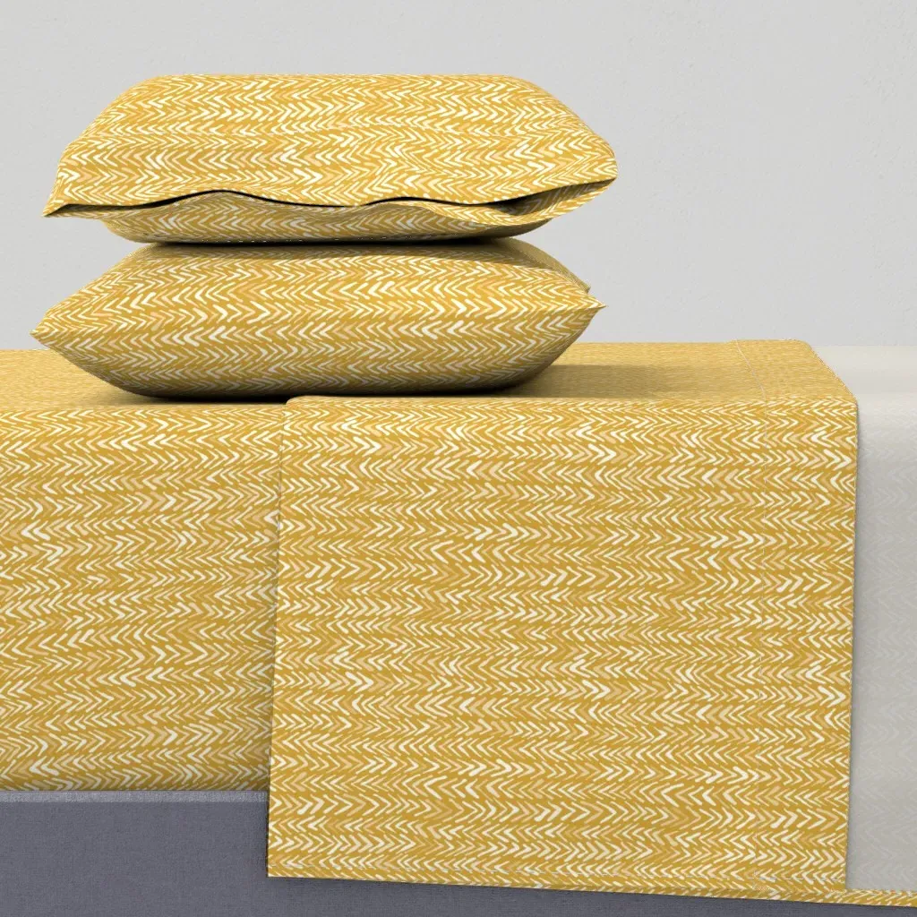 Textural Herringbone Queen Sheet Set - Golden Yellow product
