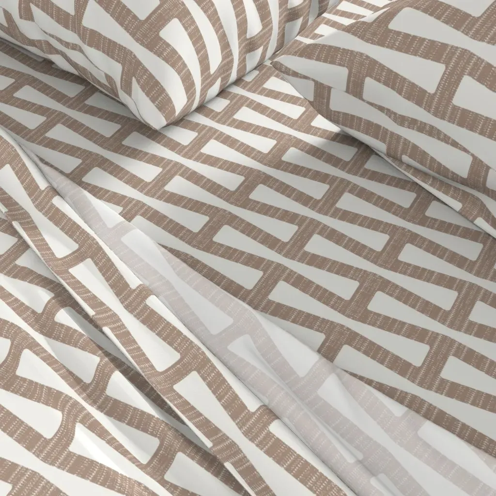 Textured Abstract Geometric Full Sheet Set - Taupe alternate view