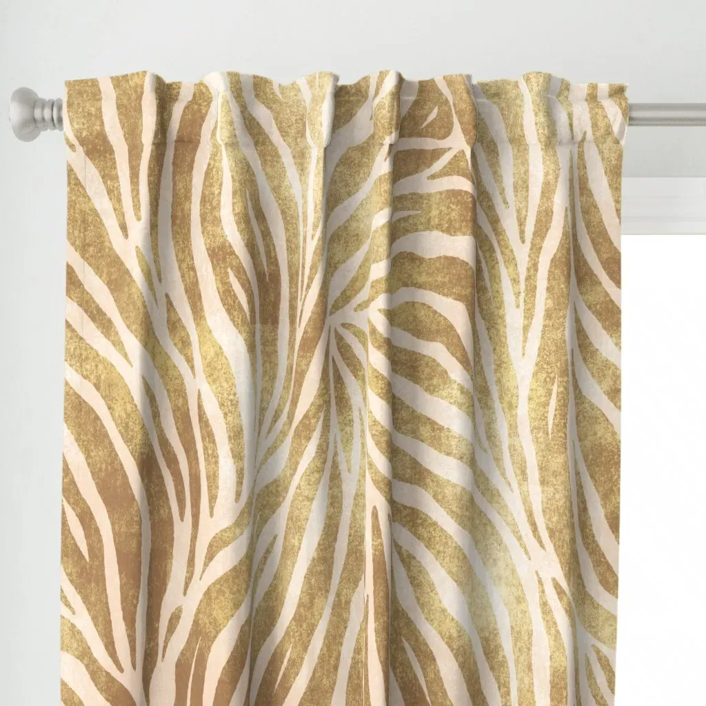 Textured Boho Zebra Print Curtain Panel - Gold alternate view