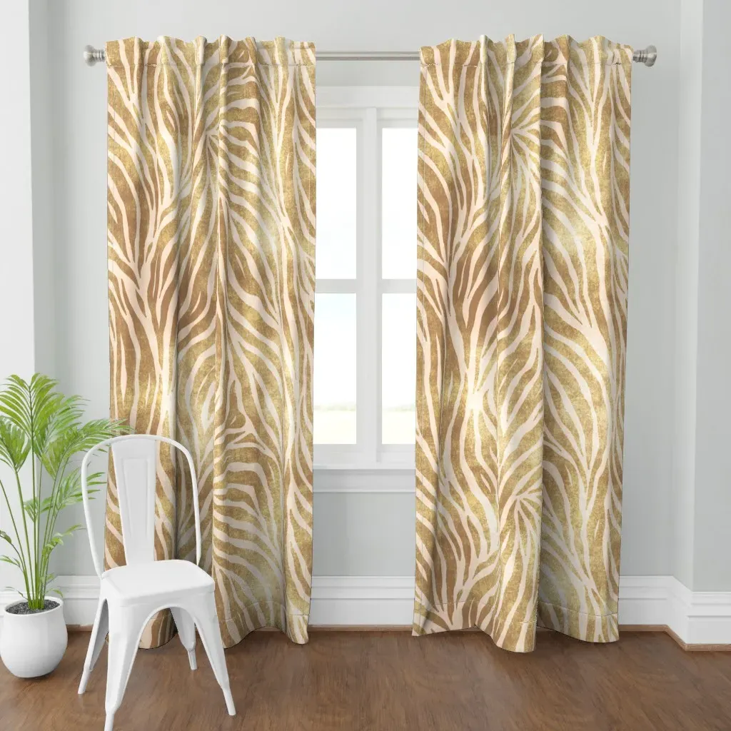 Textured Boho Zebra Print Curtain Panel - Gold product