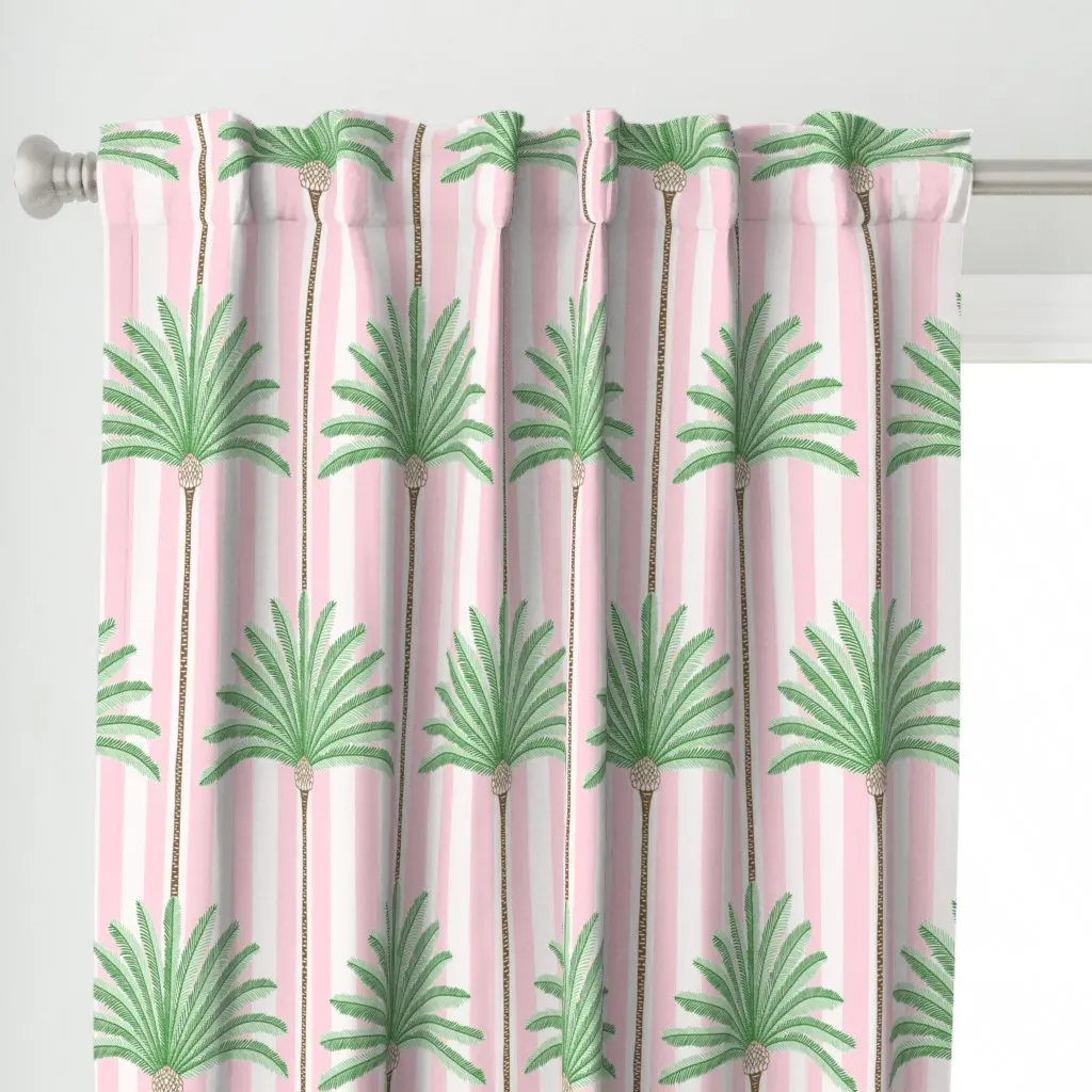 Textured Cabana Palm Curtain Panel - Green alternate view