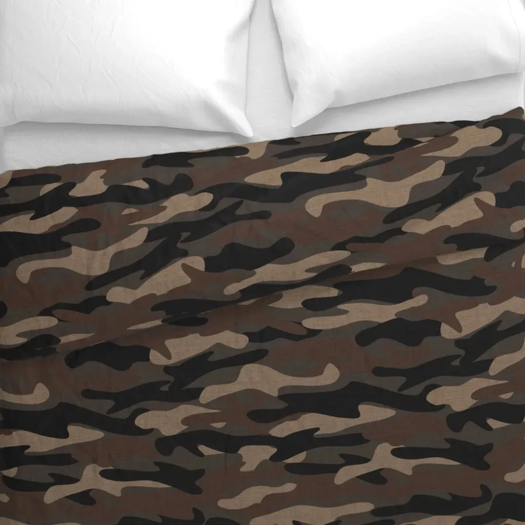 Textured Camouflage Duvet Cover - Dark Brown alternate view