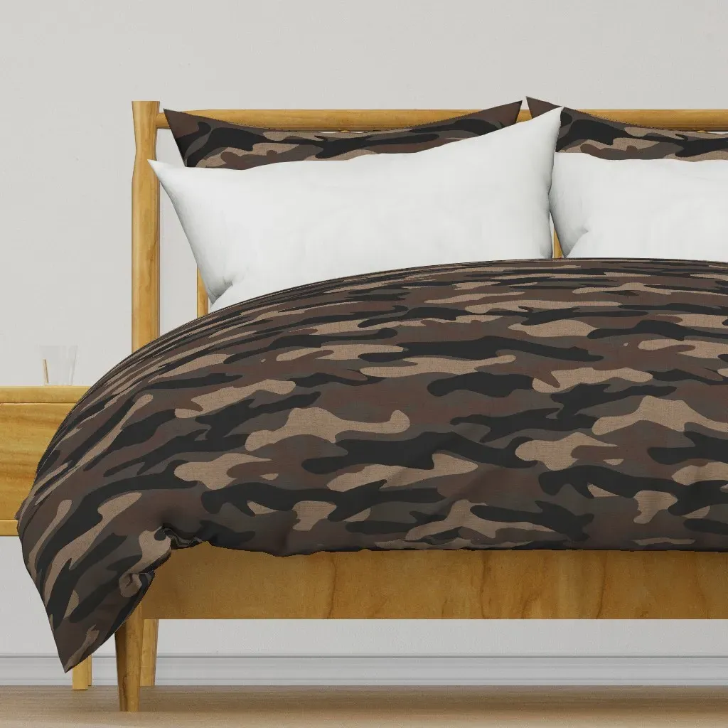 Textured Camouflage Duvet Cover - Dark Brown product