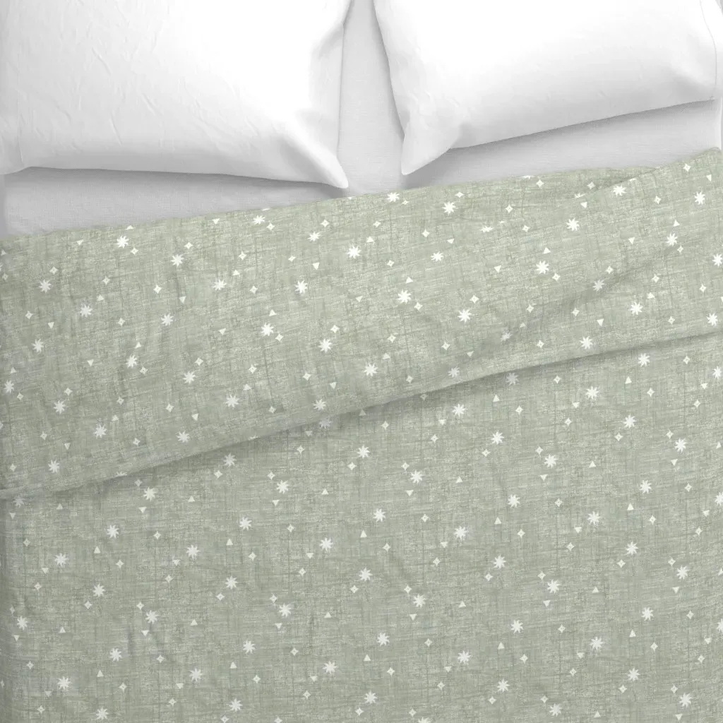 Textured Celestial Small Duvet Cover - Sage Green alternate view
