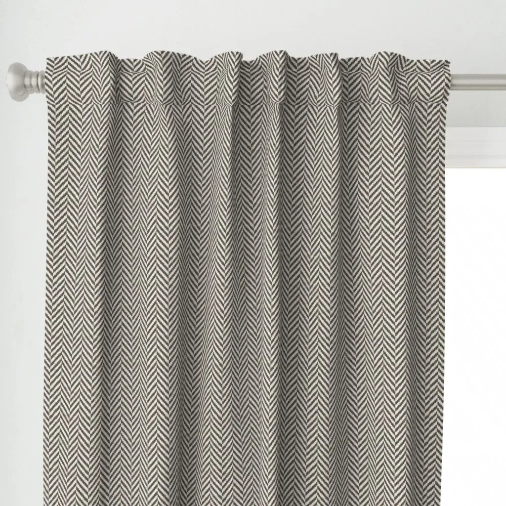 Textured Chevron Curtain Panel - Dark Gray alternate view