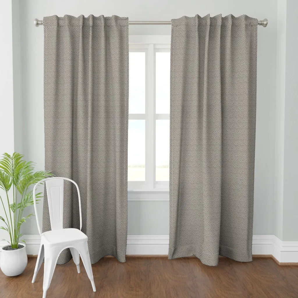 Textured Chevron Curtain Panel - Dark Gray product